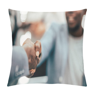Personality  Close Up. Background Image Of A Handshake Of Young Entrepreneurs Pillow Covers