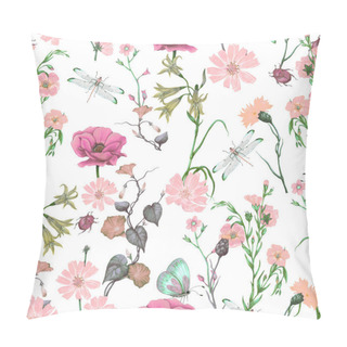Personality  Seamless Floral Pattern Of Garden Wildflowers Pillow Covers