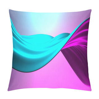 Personality  Colorful Liquid Metallic Wavy Background. 3d Render Illustration Pillow Covers