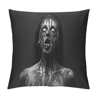 Personality  Female Demon.Art Studio Shot.Goth Girl With Sliced Tongue Pillow Covers
