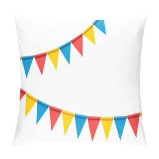 Personality  Colorful Paper Bunting Party Flags Isolated On White Background Pillow Covers