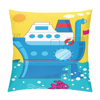 Personality  Cartoon Ship At Sea Pillow Covers