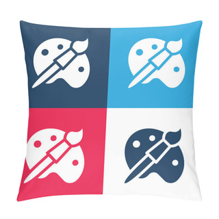 Personality  Artist Tools Blue And Red Four Color Minimal Icon Set Pillow Covers