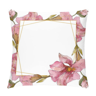 Personality  Camelia Floral Botanical Flowers. Watercolor Background Illustration Set. Frame Border Ornament Square. Pillow Covers