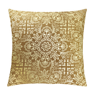Personality  Seamless Golden Damask Wallpaper Pillow Covers