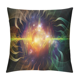 Personality  Wave Function Series. Composition Of Colored Sine Vibrations, Light And Fractal Elements With Metaphorical Relationship To Sound Equalizer, Music Spectrum And  Quantum Probability Pillow Covers