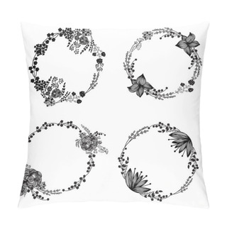 Personality  Hand-drawn Set Of Vintage Floral Wreathes Pillow Covers