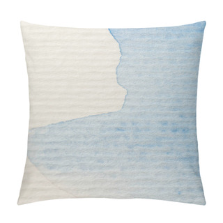 Personality  Close Up View Of Blue Watercolor Paint Spill On Textured Paper Background With Copy Space Pillow Covers