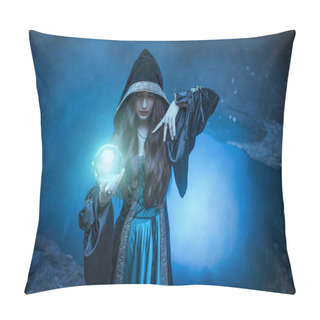 Personality  The Witch With Magic Ball In Her Hands Causes A Spirits Pillow Covers