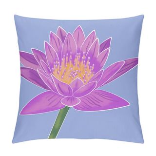 Personality  Violet Lotus Illustration When Blossom With Purple Background. The Illustration Suitable To Use For Nature Illustration Background And Botanical Content Media. Pillow Covers