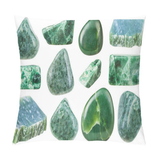 Personality  Collection Of Various Tumbled Green Jade Stones Pillow Covers