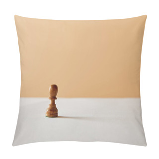 Personality  Wooden Pawn Piece On White Table And Beige Background Pillow Covers