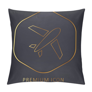 Personality  Airplane Golden Line Premium Logo Or Icon Pillow Covers