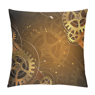 Personality  Abstract Mechanical Background With Floral Elements, Vector Illu Pillow Covers