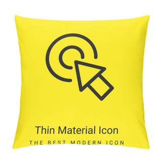 Personality  Arrow Pointing The Center Of A Circular Button Of Two Concentric Circles Minimal Bright Yellow Material Icon Pillow Covers