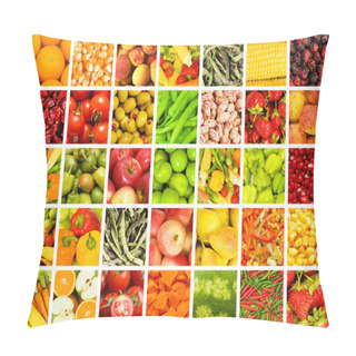 Personality  Collage Of Many Fruits And Vegetables Pillow Covers