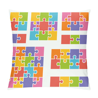 Personality  Parts Of Puzzles On White Background In Colored Colors. Set Of P Pillow Covers