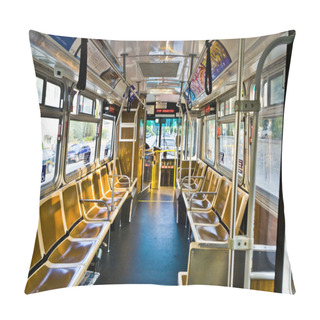 Personality  Public Bus Without Passengers Stopping At Busstop Pillow Covers