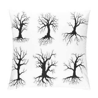 Personality  Old Tree Icons Silhouettes With Roots Pillow Covers