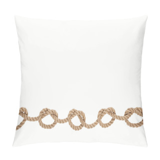 Personality  Nautical Brown Rope With Sea Knots Isolated On White  Pillow Covers