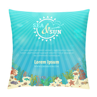 Personality  Vector Background Of Marine Life.  Pillow Covers