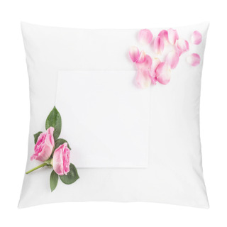 Personality  Pink Roses And Blank Card Pillow Covers