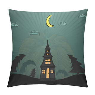 Personality  Lonely Vector House In Dark Wood For Halloween Pillow Covers