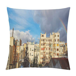 Personality  Panoramic View Of The Eiffel Tower With Rainbow Over The Roofs I Pillow Covers