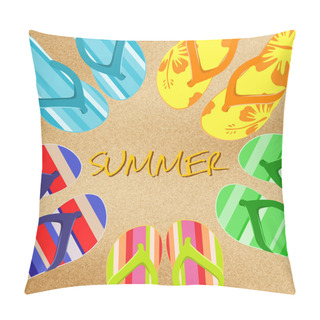 Personality  Summer Background With Flip Flops Pillow Covers