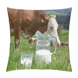 Personality  Milk And Cows. Emmental Region, Switzerland  Pillow Covers