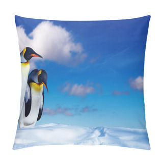 Personality  Two Penguins In The Snow Pillow Covers