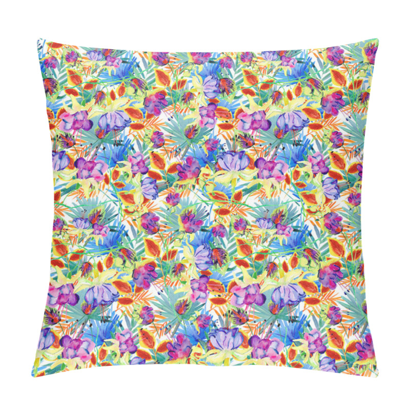 Personality  Tropical leaves. seamless watercolor background. pillow covers
