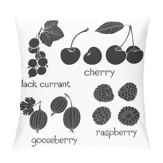 Personality  Set Of  Berry Silhouettes On A White Background. Pillow Covers