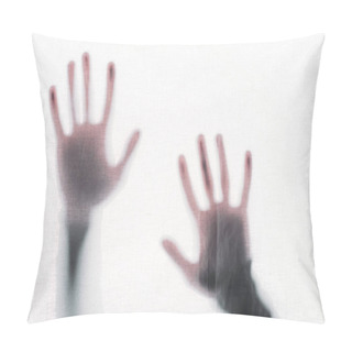 Personality  Blurry Silhouette Of Human Hands Touching Frosted Glass Pillow Covers