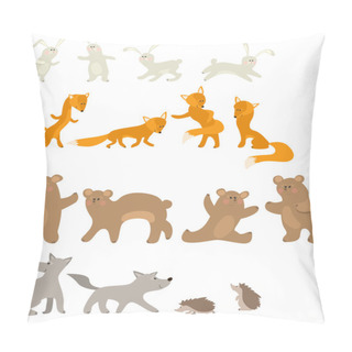 Personality  Pretty Hare, Fox, Bear, Wolf And Hedgehog Isolated Pillow Covers