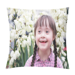 Personality  Portrait Of Beautiful Young Girl On Flowers Background. Pillow Covers