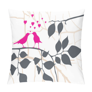 Personality  Love Birds On A Tree - Vector Illustration Pillow Covers