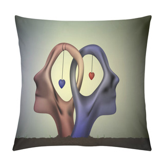 Personality  Marriage Icon, People Head In Love, Blue Man And Red Woman Heads In Love, Surrealistic Romantic Dream,together Forever, Pillow Covers