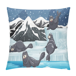 Personality  Scene With Seals At The Arctic Pillow Covers