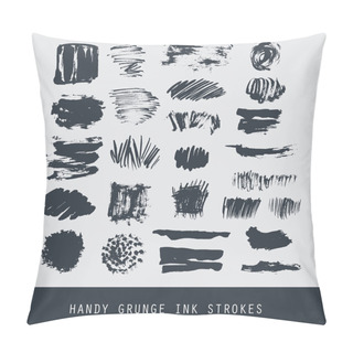 Personality  Set Of Modern Ink Grunge Brush Strokes. Textures, Lines, Splashes, Dots. Pillow Covers