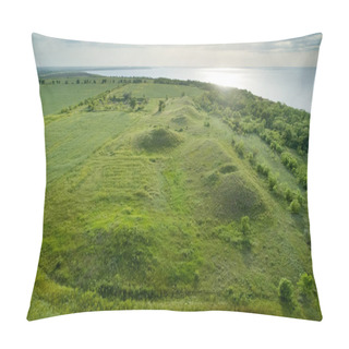 Personality  Scenic View Of The Burial Mounds Of Mamay Mountain. Aerial View. Pillow Covers