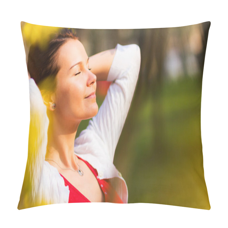 Personality  Women With Eyes Closed Smiling  Pillow Covers