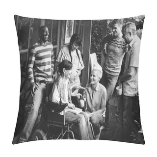 Personality  Group Of Friends Meeting After Work Pillow Covers