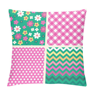 Personality  Set Of Four Retro Seamless Patterns Pillow Covers