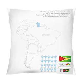 Personality  Blind Map With Location Of Guyana Pillow Covers