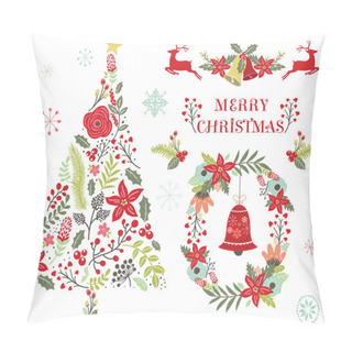 Personality  Floral Christmas Tree Ornament. A Vector Illustration Of Floral Christmas Tree Ornament . Perfect For Invitation, Web Design, Scrapbooking, Papers, Card Making, Stationery, Card And Many More. Pillow Covers