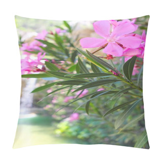 Personality  Oleander Pink Flowers Plant Paradise Waterfal Pillow Covers