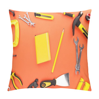 Personality  Yellow Notebook And Reparement Tools Pillow Covers
