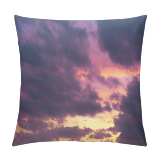 Personality  Cloudy Sky On Sunset With Blue And Yellow Colors. Pillow Covers