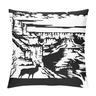 Personality  Swiss Scherenschnitte Or Scissors Cut Illustration Of Silhouette Of An Elk In South Rim Of Grand Canyon National Park Near Tusayan, Arizona, United States USA Done In Paper Cut Or Decoupage Pillow Covers